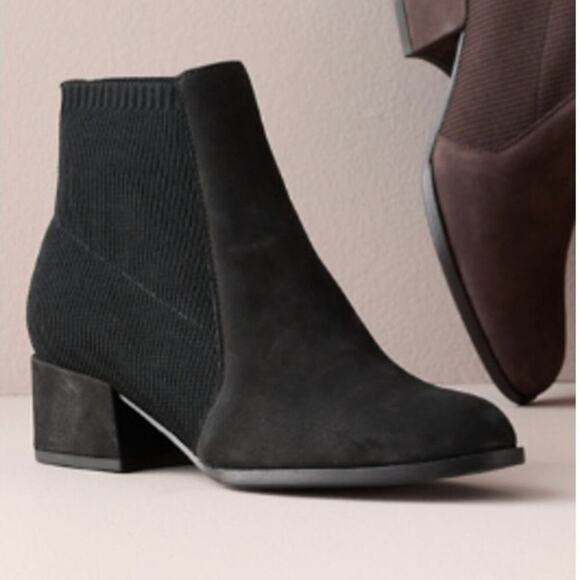 Eileen Fisher Aesop Tumbled Nubuck Recycled Stretch Knit Bootie Size 5 - Picture 1 of 11